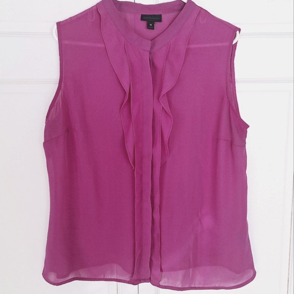 Worthington semi sheer sleeveless blouse